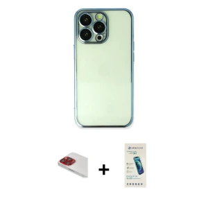 ieg™ iPhone 13 Pro Max Kılıf Vadi Minimal - Şeffaf Pasifik Cam Ekran Koruyucu + Pers Alüminyum Kamera Lens - KI