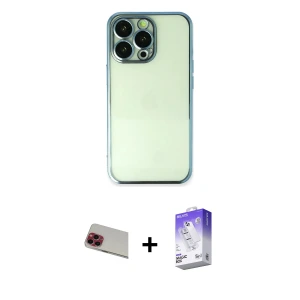 ieg™ iPhone 13 Pro Max Kılıf Vadi Minimal - Siyah Bilvis 5in1 3D Magic Cam Ekran Koruyucu + Rainbow Kamera Lens Koruma Cam - KI
