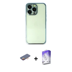ieg™ iPhone 13 Pro Max Kılıf Vadi Minimal - Siyah Bilvis 5in1 3D Magic Cam Ekran Koruyucu + Renkli Kamera Lens Koruma Cam - TU