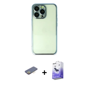 ieg™ iPhone 13 Pro Max Kılıf Vadi Minimal - Siyah Bilvis 5in1 5D Magic Hayalet Cam Ekran Koruyucu + Renkli Kamera Lens Koruma Cam - SI