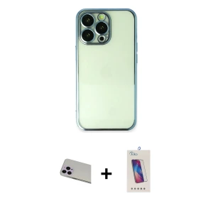 ieg™ iPhone 13 Pro Max Kılıf Vadi Minimal - Siyah Joko 5D Cam + Rainbow Kamera Lens Koruma Cam - MR