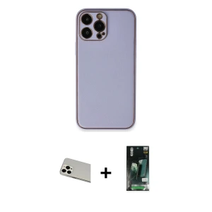 ieg™ iPhone 13 Pro Max Kılıf Yadigar Klasik - Şeffaf 360 Full Body Arka Koruyucu + Rainbow Kamera Lens Koruma Cam - BZ