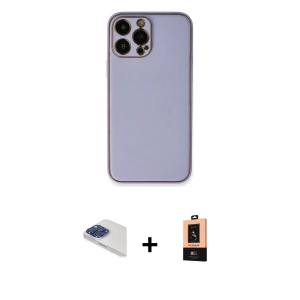 ieg™ iPhone 13 Pro Max Kılıf Yadigar Klasik - Şeffaf Maxco Cam Ekran Koruyucu + Pers Alüminyum Kamera Lens - LT