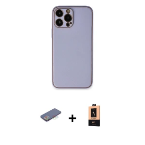 ieg™ iPhone 13 Pro Max Kılıf Yadigar Klasik - Şeffaf Maxco Cam Ekran Koruyucu + Renkli Kamera Lens Koruma Cam - MI