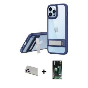 ieg™ iPhone 13 Pro Max Kılıf Yadigar Yansıma - Şeffaf 360 Full Body Arka Koruyucu + Rainbow Kamera Lens Koruma Cam - MR