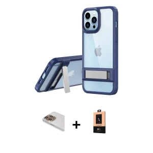ieg™ iPhone 13 Pro Max Kılıf Yadigar Yansıma - Şeffaf Maxco Cam Ekran Koruyucu + Pers Alüminyum Kamera Lens - GD