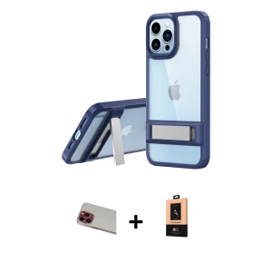 ieg™ iPhone 13 Pro Max Kılıf Yadigar Yansıma - Şeffaf Maxco Cam Ekran Koruyucu + Rainbow Kamera Lens Koruma Cam - KI