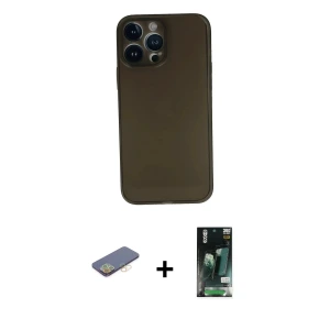 ieg™ iPhone 13 Pro Max Kılıf Yadigar Yansıma Serisi - Şeffaf 360 Full Body Arka Koruyucu + Renkli Kamera Lens Koruma Cam - SI