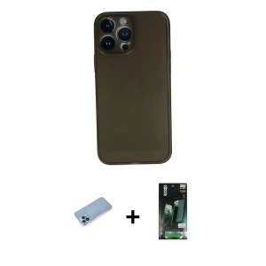 ieg™ iPhone 13 Pro Max Kılıf Yadigar Yansıma Serisi - Şeffaf 360 Full Body Arka Koruyucu + Shine Kamera Lens Koruma Cam - MI