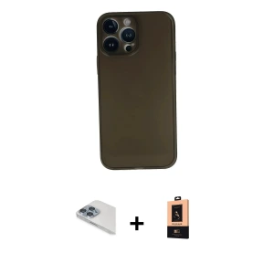 ieg™ iPhone 13 Pro Max Kılıf Yadigar Yansıma Serisi - Şeffaf Maxco Cam Ekran Koruyucu + Pers Alüminyum Kamera Lens - SABE