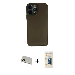 ieg™ iPhone 13 Pro Max Kılıf Yadigar Yansıma Serisi - Siyah 6D Mat Seramik Hayalet Nano Ekran Koruyucu + Rainbow Kamera Lens Koruma Cam - REGD