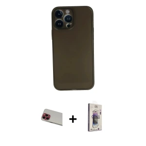ieg™ iPhone 13 Pro Max Kılıf Yadigar Yansıma Serisi - Siyah Bilvis 3D Cam Ekran Koruyucu + Rainbow Kamera Lens Koruma Cam - KI
