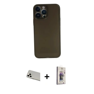 ieg™ iPhone 13 Pro Max Kılıf Yadigar Yansıma Serisi - Siyah Bilvis 3D Cam Ekran Koruyucu + Rainbow Kamera Lens Koruma Cam - BZ