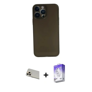 ieg™ iPhone 13 Pro Max Kılıf Yadigar Yansıma Serisi - Siyah Bilvis 5in1 3D Magic Cam Ekran Koruyucu + Rainbow Kamera Lens Koruma Cam - REGD
