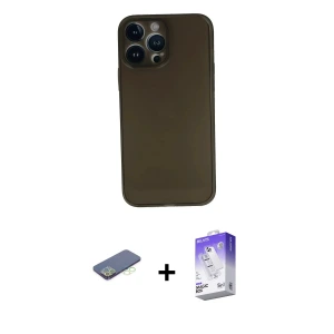 ieg™ iPhone 13 Pro Max Kılıf Yadigar Yansıma Serisi - Siyah Bilvis 5in1 3D Magic Cam Ekran Koruyucu + Renkli Kamera Lens Koruma Cam - YL