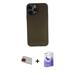 ieg™ iPhone 13 Pro Max Kılıf Yadigar Yansıma Serisi - Siyah Bilvis 5in1 5D Magic Hayalet Cam Ekran Koruyucu + Rainbow Kamera Lens Koruma Cam - KI