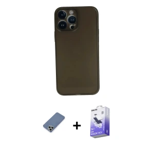ieg™ iPhone 13 Pro Max Kılıf Yadigar Yansıma Serisi - Siyah Bilvis 5in1 5D Magic Hayalet Cam Ekran Koruyucu + Metal Kamera Lens Koruma Cam - AKYL
