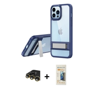 ieg™ iPhone 13 Pro Max Kılıf Yadigar Yansıma - Siyah 6D Mat Seramik Hayalet Nano Ekran Koruyucu + Raze Metal Kamera Lens - GD