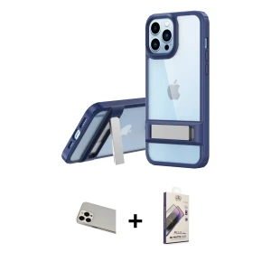 ieg™ iPhone 13 Pro Max Kılıf Yadigar Yansıma - Siyah Bilvis 3D Mat Cam Ekran Koruyucu + Rainbow Kamera Lens Koruma Cam - BZ