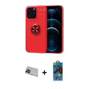 ieg™ iPhone 13 Pro Max Kılıf Yankı Form Prime - Siyah 18D Cam Ekran Koruyucu + Rainbow Kamera Lens Koruma Cam - MI