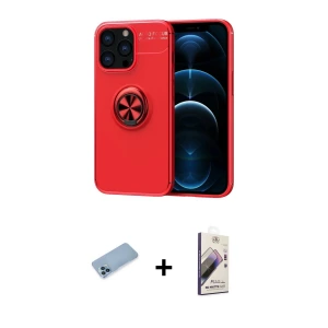 ieg™ iPhone 13 Pro Max Kılıf Yankı Form Prime - Siyah Bilvis 3D Mat Cam Ekran Koruyucu + Shine Kamera Lens Koruma Cam - MI
