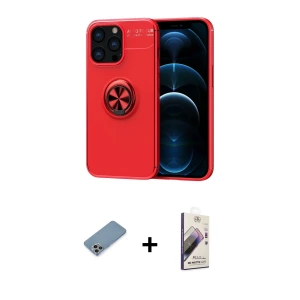 ieg™ iPhone 13 Pro Max Kılıf Yankı Form Prime - Siyah Bilvis 3D Mat Cam Ekran Koruyucu + Shine Kamera Lens Koruma Cam - GI