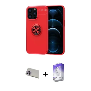 ieg™ iPhone 13 Pro Max Kılıf Yankı Form Prime - Siyah Bilvis 5in1 3D Magic Cam Ekran Koruyucu + Rainbow Kamera Lens Koruma Cam - MR