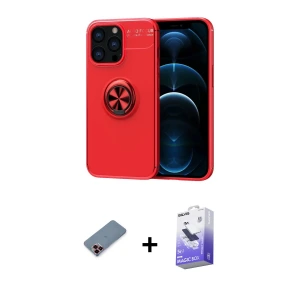 ieg™ iPhone 13 Pro Max Kılıf Yankı Form Prime - Siyah Bilvis 5in1 5D Magic Hayalet Cam Ekran Koruyucu + Metal Kamera Lens Koruma Cam - KI