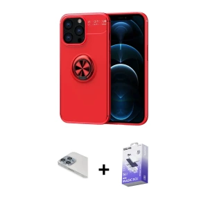 ieg™ iPhone 13 Pro Max Kılıf Yankı Form Prime - Siyah Bilvis 5in1 5D Magic Hayalet Cam Ekran Koruyucu + Pers Alüminyum Kamera Lens - SABE