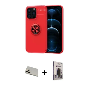 ieg™ iPhone 13 Pro Max Kılıf Yankı Form Prime - Siyah Bilvis Hayalet Cam Ekran Koruyucu + Rainbow Kamera Lens Koruma Cam - REGD