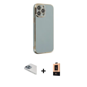 ieg™ iPhone 13 Pro Max Kılıf Yankı Serisi - Şeffaf Maxco Cam Ekran Koruyucu + Pers Alüminyum Kamera Lens - SABE