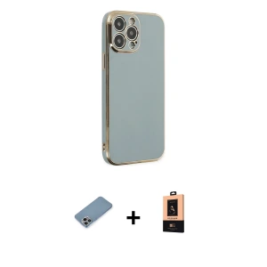 ieg™ iPhone 13 Pro Max Kılıf Yankı Serisi - Şeffaf Maxco Cam Ekran Koruyucu + Shine Kamera Lens Koruma Cam - GI