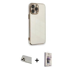 ieg™ iPhone 13 Pro Max Kılıf Yankı Serisi - Siyah Bilvis 3D Cam Ekran Koruyucu + Rainbow Kamera Lens Koruma Cam - REGD