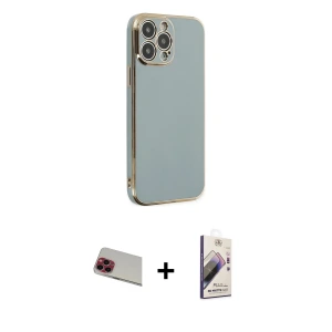 ieg™ iPhone 13 Pro Max Kılıf Yankı Serisi - Siyah Bilvis 3D Mat Cam Ekran Koruyucu + Rainbow Kamera Lens Koruma Cam - KI