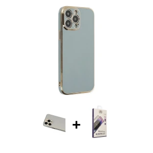 ieg™ iPhone 13 Pro Max Kılıf Yankı Serisi - Siyah Bilvis 3D Mat Cam Ekran Koruyucu + Rainbow Kamera Lens Koruma Cam - REGD