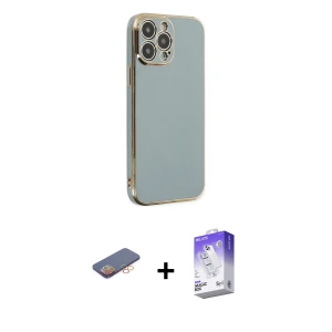 ieg™ iPhone 13 Pro Max Kılıf Yankı Serisi - Siyah Bilvis 5in1 3D Magic Cam Ekran Koruyucu + Renkli Kamera Lens Koruma Cam - TU
