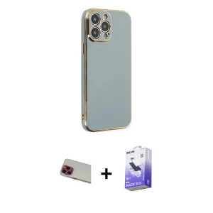 ieg™ iPhone 13 Pro Max Kılıf Yankı Serisi - Siyah Bilvis 5in1 5D Magic Hayalet Cam Ekran Koruyucu + Rainbow Kamera Lens Koruma Cam - KI
