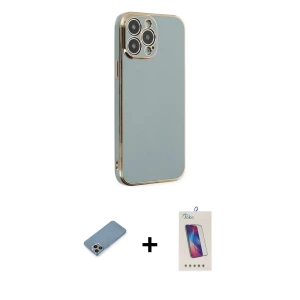 ieg™ iPhone 13 Pro Max Kılıf Yankı Serisi - Siyah Joko 5D Cam + Shine Kamera Lens Koruma Cam - GI