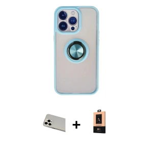 ieg™ iPhone 13 Pro Max Kılıf Yörünge Çizgi - Şeffaf Maxco Cam Ekran Koruyucu + Rainbow Kamera Lens Koruma Cam - BZ