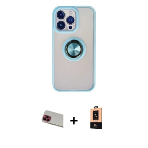 ieg™ iPhone 13 Pro Max Kılıf Yörünge Çizgi - Şeffaf Maxco Cam Ekran Koruyucu + Rainbow Kamera Lens Koruma Cam - KI