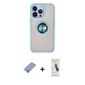 ieg™ iPhone 13 Pro Max Kılıf Yörünge Çizgi - Şeffaf Pasifik Cam Ekran Koruyucu + Metal Kamera Lens Koruma Cam - KUYL