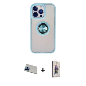 ieg™ iPhone 13 Pro Max Kılıf Yörünge Çizgi - Siyah Bilvis 3D Cam Ekran Koruyucu + Rainbow Kamera Lens Koruma Cam - MI