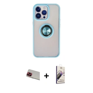 ieg™ iPhone 13 Pro Max Kılıf Yörünge Çizgi - Siyah Bilvis 3D Mat Cam Ekran Koruyucu + Rainbow Kamera Lens Koruma Cam - KI