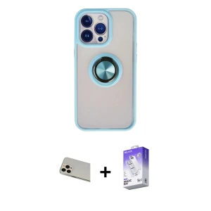 ieg™ iPhone 13 Pro Max Kılıf Yörünge Çizgi - Siyah Bilvis 5in1 3D Magic Cam Ekran Koruyucu + Rainbow Kamera Lens Koruma Cam - REGD