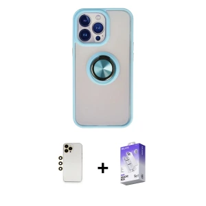 ieg™ iPhone 13 Pro Max Kılıf Yörünge Çizgi - Siyah Bilvis 5in1 3D Magic Cam Ekran Koruyucu + Shine Kamera Lens - GD