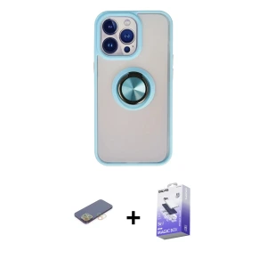 ieg™ iPhone 13 Pro Max Kılıf Yörünge Çizgi - Siyah Bilvis 5in1 5D Magic Hayalet Cam Ekran Koruyucu + Renkli Kamera Lens Koruma Cam - SI