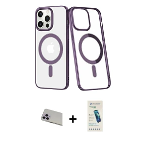 ieg™ iPhone 13 Pro Max Kılıf Yörünge Minimal - Şeffaf Pasifik Cam Ekran Koruyucu + Rainbow Kamera Lens Koruma Cam - MR