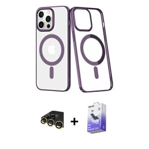 ieg™ iPhone 13 Pro Max Kılıf Yörünge Minimal - Siyah Bilvis 5in1 5D Magic Hayalet Cam Ekran Koruyucu + Raze Metal Kamera Lens - GD