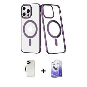 ieg™ iPhone 13 Pro Max Kılıf Yörünge Minimal - Siyah Bilvis 5in1 5D Magic Hayalet Cam Ekran Koruyucu + Shine Kamera Lens - GD