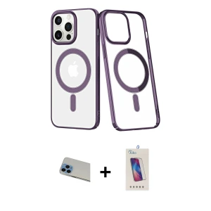 ieg™ iPhone 13 Pro Max Kılıf Yörünge Minimal - Siyah Joko 5D Cam + Rainbow Kamera Lens Koruma Cam - MI